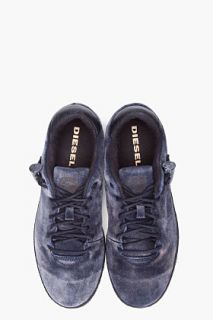 Diesel Blue Suede Baff Sneakers for men