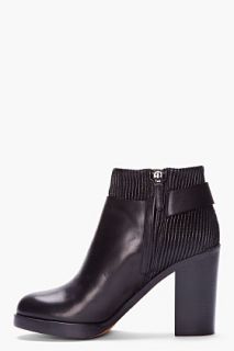 Givenchy Black Ribbed Leather Ankle Boot for women