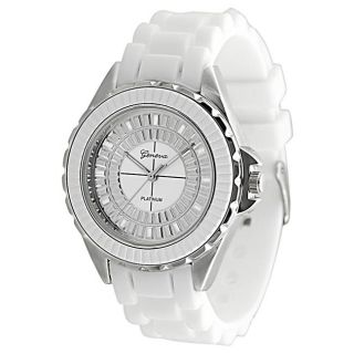 Geneva Platinum Womens White Silicone Watch