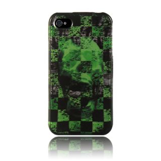 Luxmo iPhone 4/ 4S Green Carbon Fiber Skull Protector Case