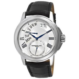 Raymond Weil Mens Tradition Black Strap Day Date Watch