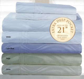 Pima Cotton 350 Thread Count Deep fitted Jacquard Sheet Set