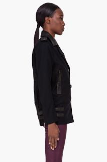 Diesel Black Leather Trim Jacket for women