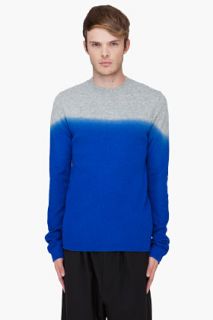 Ann Demeulemeester Blue Dip Dyed Knit Sweater for men
