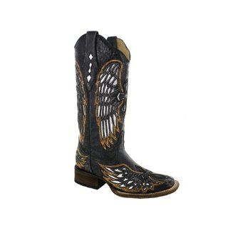 Corral Boots A1986 Silver Ladies Cross and Wings Square Toe