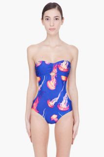 We Are Handsome Blue Jellyfish Backless Poison One Piece Swimsuit for women