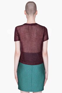 Opening Ceremony Burgundy Lurex Knit T shirt for women