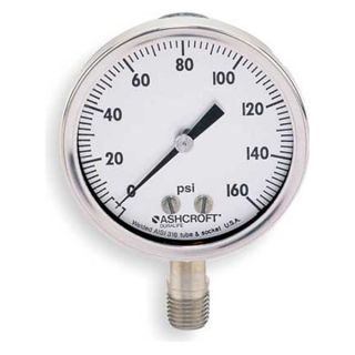 Ashcroft 35 1009SW 02L 160# Pressure Gauge, 3 1/2 In, 0 to 160 Psi