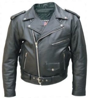Mens Black Genuine Cowhide Solid Leather Motorcycle Biker