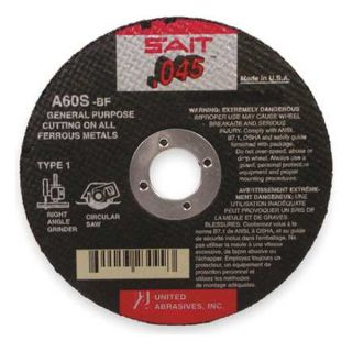 United Abrasives Sait 23101 Abrsv Cut Whl, 4 1/2 Dx0.045 to 0.125In T