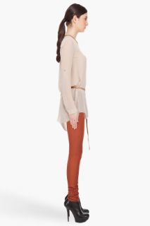 Helmut Lang Leather Trim Belted Blouse for women
