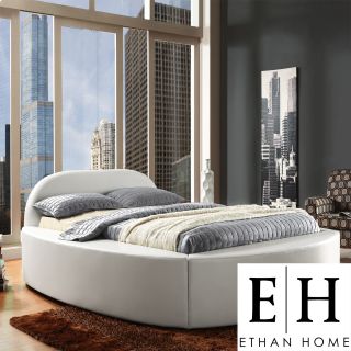 ETHAN HOME Dorchester White Bonded Leather Modern Upholstered Bed