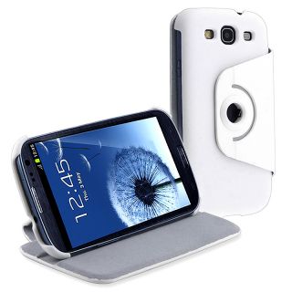 White Leather Flip Case for Samsung Galaxy S III i9300