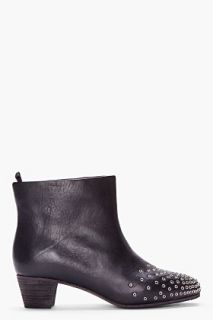 See by Chloé Black Leather Silver detailed Ankle Boots for women