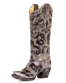  Corral Womens Black Crater Sequins Inlay Boot   A1065 Shoes