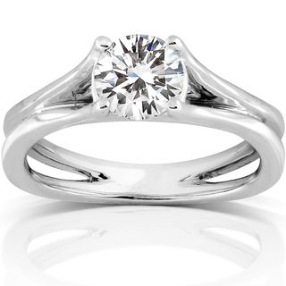 14k White Gold 1ct DEW Moissanite Solitaire Engagement Ring