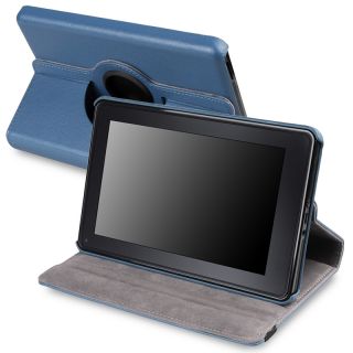 Blue 360 degree Swivel Leather Case Version 2 for  Kindle Fire
