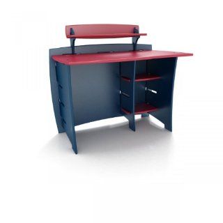 Legare 43 Inch Desk with Shelves and Cart in Navy and Red