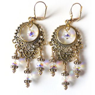 Palmtree Gems Goldtone Crystal Isabella Chandelier Earrings
