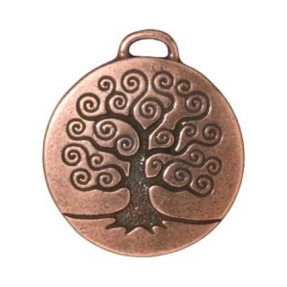 Beadaholique Copperplated Lead free 26 mm Round Tree of Life Charms