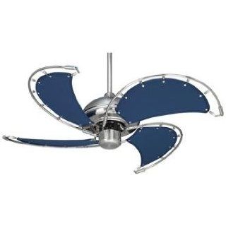 40 Casa Vieja Aerial Brushed Nickel Blue Blades Ceiling Fan   