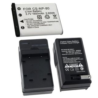 Battery/ Charger Set for Casio Exilim NP 80/ EX Z550/ EX Z330
