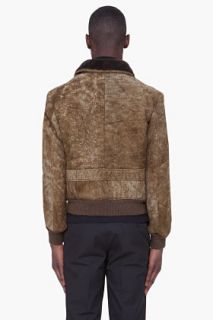 Yves Saint Laurent Olive & Grey Shearling Jacket for men