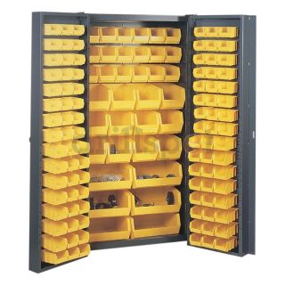Edsal BC6200G Bin Storage Cabinet, H 72, W 38, 132 Bins