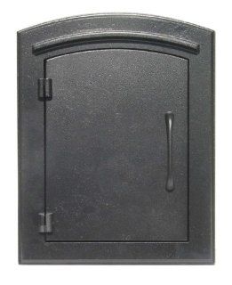 QualArc MAN 1400BL Manchester Column Mount Mailbox Plain Door in Black