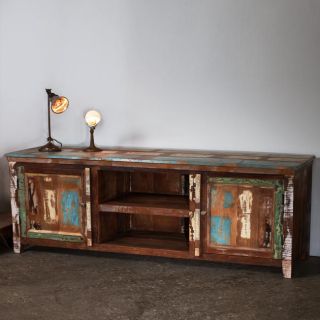 Weathered Reclaimed Wood Low Entertainment Center (India)