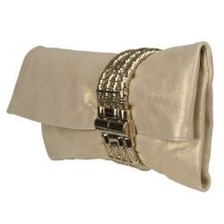 Jimmy Choo Chandra Gold Leather Shimmer Clutch