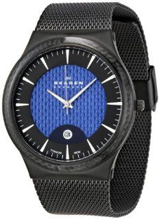 Skagen Mens 234XXLTBN Black and Blue Titanium Watch Watches 