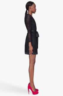 Diane Von Furstenberg Black Paisley Lace Derbette Dress for women
