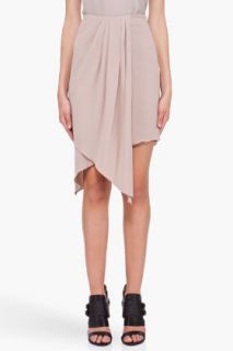 Hussein Chalayan Taupe Silk Trimmed Drape Skirt for women
