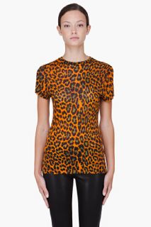 Christopher Kane Orange Leopard Print T shirt for women