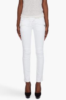 Balmain White Skinny Moto Jeans for women