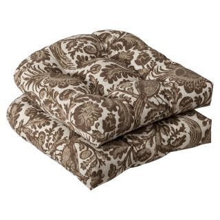 Pillow Perfect Outdoor Brown/ Beige Floral Seat Cushions (Set of 2