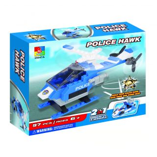 Fun Blocks Police Hawk Helicopter 2 in 1 Brick Set Today $14.19