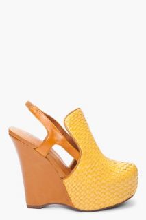 Jeffrey Campbell Mustard Woven Leather Wedges for women