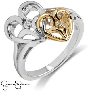Jessica Simpson Silver and 10k Gold Diamond Accent Heart Ring