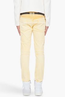 Balmain Slim Yellow Biker Jeans for men