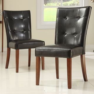 Tufted Button Back Dark Brown PU Side Chair (set of 2) Today $188.24