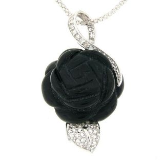 Meredith Leigh Sterling Silver Onyx Rose Necklace