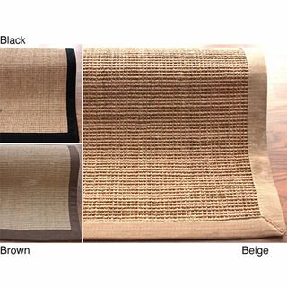 Handmade Alexa Eco Natural Fiber Cotton Border Sisal Rug (4 x 6