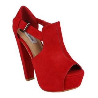 Womens Wild Diva Daisy 02 Red Faux Suede
