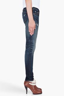 Rag & Bone Skinny Blue Whiskered Jeans for women