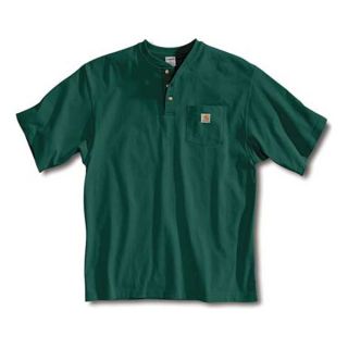 Carhartt K84 HTG TLL XLG Short Sleeve Henley, Hunter Green, XL