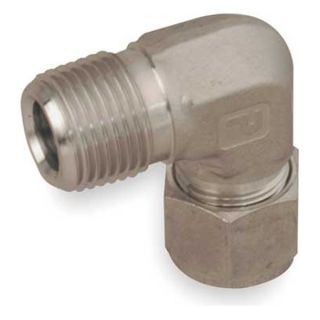 Parker 8MSEL6N 316 GR Elbow, 90 Deg, 1/2 x 3/8 In, Tube x MNPT