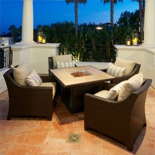 Slate 5 Piece Fire Table Seating Set Patio Furniture by RST