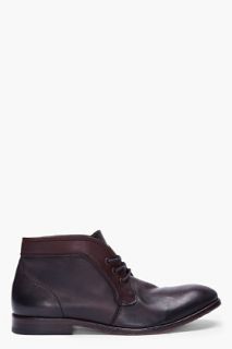 H By Hudson Black Leather Merfield Boots for men